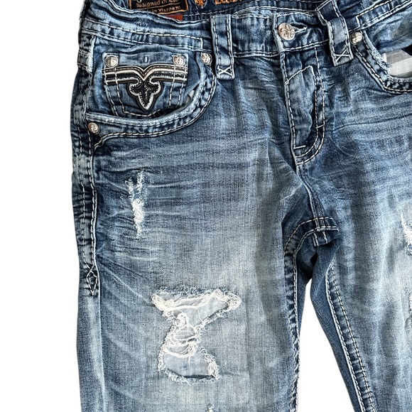 Rock Revival Men's Prewitt Straight Distressed Jeans 34 - Picture 2 of 15